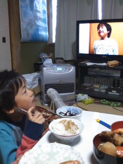 朝食中